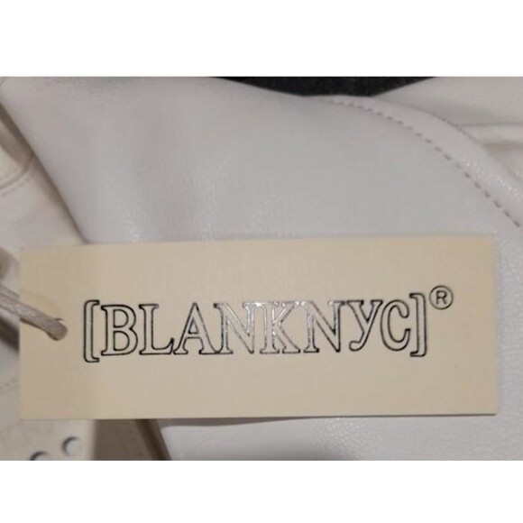 BlankNYC Moto Jacket Women Sz L Off-White Ivory Faux Leather Pockets Zippers NEW - Picture 3 of 5
